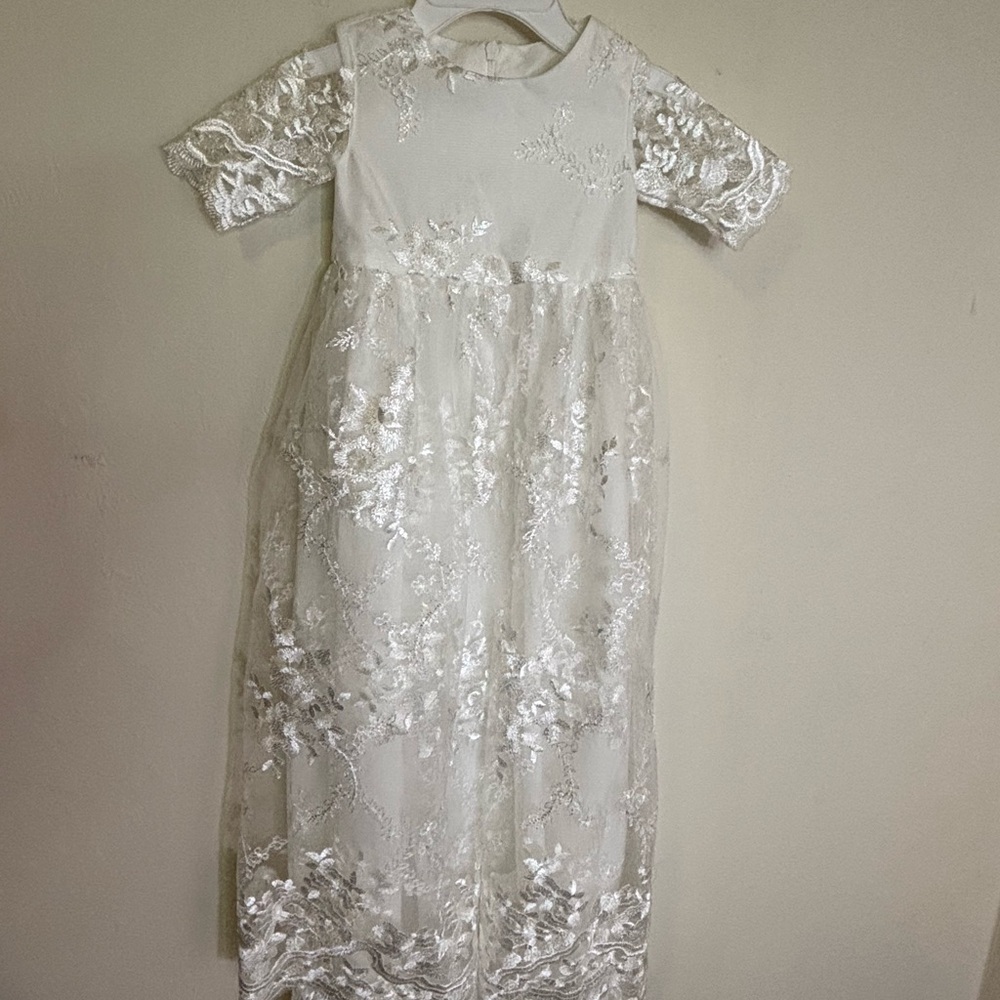 White Lace Christening Dress for Baby